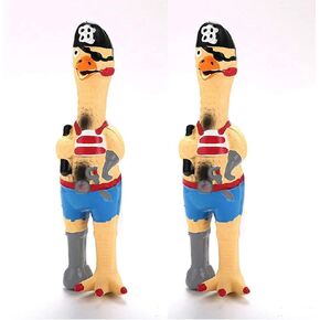 2 Pack Screaming Rubber Chicken Dog Squeaky Toy, Latex Chew Molar Dog Toy (Pirate)