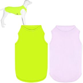 2 Pack Dog Shirts, Ice Pet Vest Dog Clothes for Instant Cooling, Lightweight Breathable Sleeveless T-Shirts for Medium Large Dogs, Light Purple+Fluorescent Green (XL)