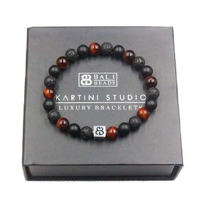 Men's Mixed Stone and Sterling Silver Bracelet, Red Tiger's Eye, Lava Stone, and Black Onyx Bracelet, Bracelet for Man