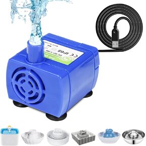 Cat Water Fountain Pump, Replacement Pump (No LED light) for Cupcake Ceramic Cat Drinking Fountain, Pet Fountain Pump for Water Dispenser, Ultra Quiet Cat Dog Drinking Fountain Pump