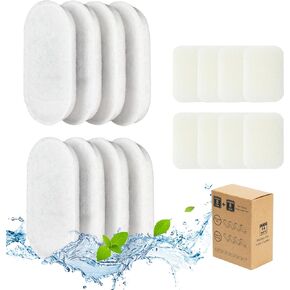 Cat Water Fountain Filters, 16 Pack Cat Fountain Filters, Cat Fountain Replacement Filters for DOOOB Stainless Steel Cat Water Fountain, Pet Water Fountain Filters (8 Filters & 8 Sponges)