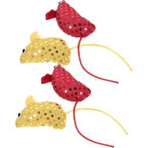 4pcs Sequin Cloth cat Toy Mouse pet cat mice Toys for Indoor Cats cat Mouse Toy Little Mouse cat Toy Kitten Taste Cartoon cat Catnip Cute Mouse Kitten Toys
