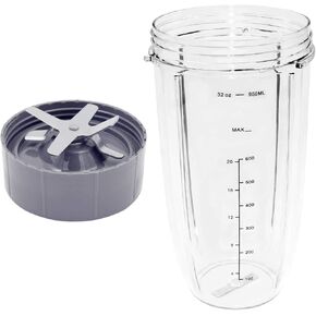 Blender Cup and Blade Replacement, Deluxe Upgrade Kit 32 Oz Cups and Premium Extractor Blade Compatible with Bullet Blender 600W/ 900W Models