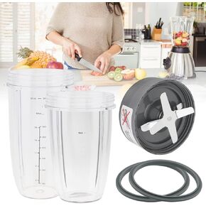 Blender Cups and Blade Replacement Parts, 32oz & 24oz Juicer Cups and Extractor Blade Come with 2 Rubber Gaskets, Fit for NutriBullet High-Speed Blender/Mixer System 600W/900W Series Easy to Use