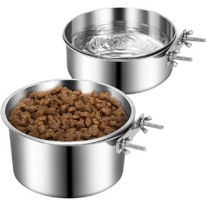 وعاء الكلب لقفص 2 حزم، الفولاذ المقاوم للصدأ الحيوانات الأليفة الكلب القط الغذاء وعاء الماء لبيت الكلب، قفص، قفص، المسمار على تغذية الحيوانات الأليفة للحيوانات الأليفة المتوسطة والكبيرة in Kuwait