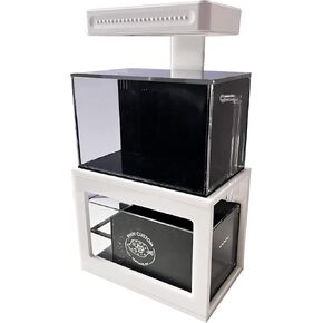 40 oz (Black) Micro Reef Ready Aquarium | Small Desktop Saltwater Fish Tank with LED Light, Sump, Pump | Freshwater & Saltwater