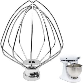 K45SS Stainless Steel 6-Wire Whip Attachment for Tilt-Head Kitchenaid Stand Mixer 4.5-5 Quart Bowl, Egg Heavy Cream Beater