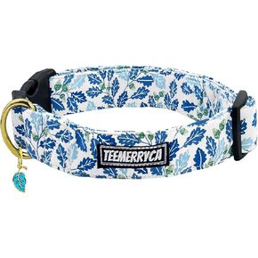 TEEMERRYCA Comfortable Cotton Dog Collars Boy Blue Blueberry Pattern Summer Pet Collar with a Fruit Charm for Male Small Medium Large Dogs, M in Saudi Arabia
