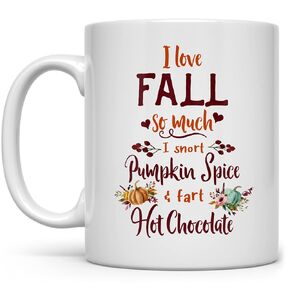 Funny Sarcastic Fall Autumn Season Coffee Mug, Gift for Friend Mom Sister, Thanksgiving Pumpkin Spice Hot Chocolate Sweater Weather Cup