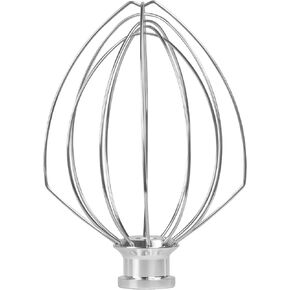K45WW Wire Whip Attachment for KitchenAid 4.5/5 Quart Tilt-Head Stand Mixers, 6-Wire Whip Replacement for KitchenAid 5QT Tilt-Head Mixers, Egg Cream Stirrer, Cakes Mayonnaise Whisk, Silver