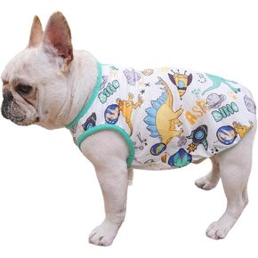 Frenchie Clothes Dog Costume Shirts for Small Medium Dogs, Cute French Bulldog Clothes Halloween Costume Shirts,Dinosaur Shirts for Dogs, Soft Dog Sweatshirts Cooling Vest Tank Top,L