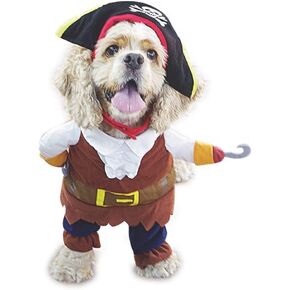 Hotumn Dog Costume Pirates of The Caribbean Style Halloween Dog Clothes with Pirate Hat Funny Pet Outfit Cat Corsair Costume for Small Dog Role Playing Party Outdoor Walking (Large)