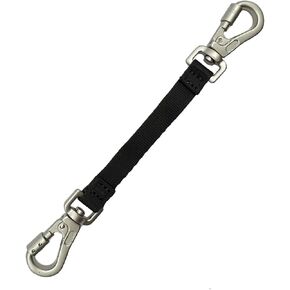 Adjustable Heavy Duty Double Ended Collar Backup Clip for Dog Harnesses, Lockable Safety Clip for Prong Collar with Gentle Nylon Webbing