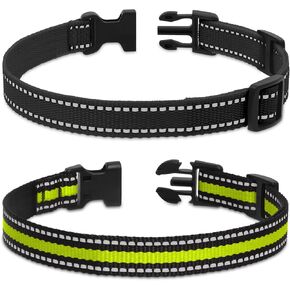 Dog Collar Reflective,2-Pack 3/4 Inch Stylish Dog Collar with Quick Release Buckle, Adjustable Replacement Collar for Shock Collar Dog Collars for Small Medium Large Dogs(Black & Green)