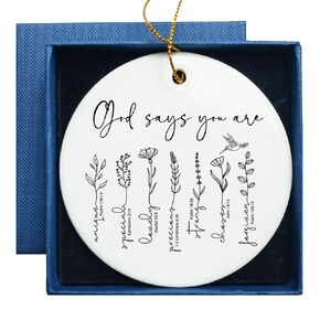 Flower Ornament Christian, Bible Verse Ornament, God Says You Are Ornament, Birthday Gift For Her, Floral Flower Religious Decoration, Unique Faith Prayer Gift for Daughter, to Granddaughter