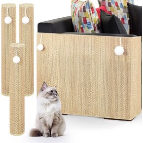 Soaoo 3 Pcs Cat Scratch Furniture Protector 19.7 x 31.5 in Large Cat Scratcher Mat Sofa Protector Natural Sisal Cat Scratcher Couch Pad Couch Corner Protectors for Cats, for Couch Sofa Chair (Brown)