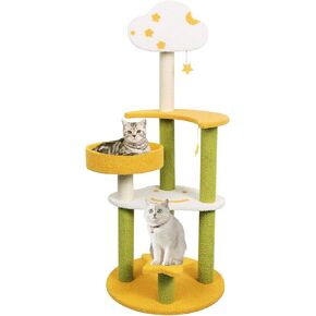 برج شجرة القطط تحت عنوان Furit للقطط الداخلية، 41.7 بوصة شجرة نشاط القطط اللطيفة الفريدة من نوعها مع أعمدة خدش السيزال، شقة أثاث شجرة الكرز متعددة المستويات، أخضر in Kuwait