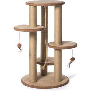 Prevue Pet Products 7150 Kitty Power Paws Multi-Platform Posts with Tassels Cat Scratcher, Natural