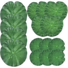 15 Pieces Realistic Lotus Leaves in 3 Varieties for Decoration, Artificial Lily Pads for Ponds, Patios, Koi Fish Ponds, Pools and Aquariums