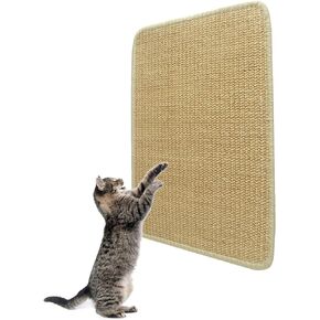 2PCS Cat Scratcher Mat 11.8x15.7" Natural Sisal Cat Scratching Mat with Velcro Tape Cat Wall Scratcher for Indoor Cats Scratch Mat Protect Carpet Furniture Sofa Bed (2Pcs), Yellow