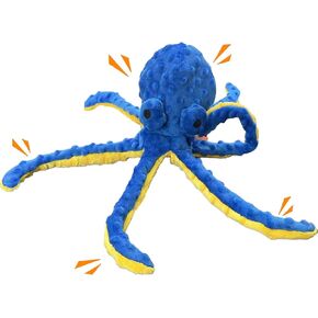 No Stuffing Dog Toys for Aggressive Chewers, Squeaky Wrinkled Toys, Durable Dog Chew Toys, Soft and Tough Plush Toys, Suitable for All Breeds of Dogs. (Dinosaur (Blue))