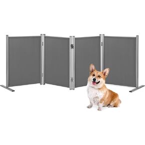 RANTILA 4 Panel Indoor Foldable Dog Fence Freestanding Dog Gate for Stairs, Hallways, or Doorways for Small Dogs- 68 X 24 Inch, Grey