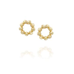 Designer Delicate Gold Dotted Open Circle Stud Earrings - Handmade Tiny Karma Studs (gold)