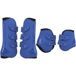 Horse Sport Boots Set of 4, PU Shell Front and Hind Horse Tendon Fetlock Brace Guard Boots for Riding, Shock Absorbing, Jumping, Horse Leggins Boots(M)