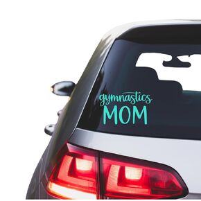 Gymnastics Mom Sticker, Vinyl Car Decal Bumper Sticker, For Cars, Trucks, Vans, Laptops, Walls, Cups, Tumblers, Great Stocking Stuffer (White)