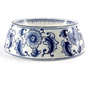 Blue and white Porcelaine Dog Bowls Ceramic Dog Cat Food and Water Bowls (5.8x7.2x2.4inch)
