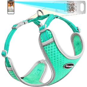 ThinkPet Reflective Breathable Soft Air Mesh with QR Code Dog Tag Puppy Choke Free Over Head Vest Harness for Puppy Small Medium Dogs and Cats Small Pink