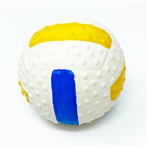 Dog balls squeaky balls for dogs including 1 solid flex dog toy play ball with handle (Yellow blue white)