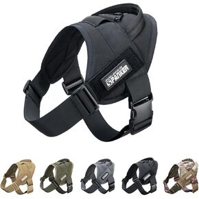 EXCELLENT ELITE SPANKERTactical Dog Vest Training Military Patrol K9 Service Dog Harness Adjustable Nylon Dog Harness with Handle(Grey-XL)