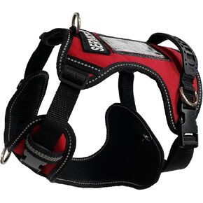 ActiveDogs Service Dog Vest No Pull Harness - Adjustable No Choke Service Dog Harness for Medium Large Dogs - Service Dog Patch, Control Handle, ID Window, D-Rings & Reflective Padding - Red, 24"-32"