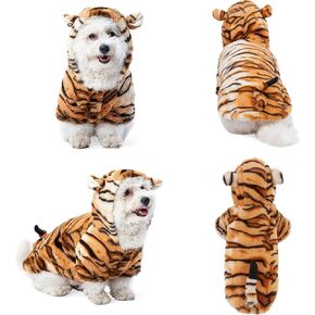 Yoption Dog Tiger Pet Costumes Halloween Pet Puppy Cosplay Dress Hoodie Funny Clothes (M)