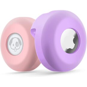 Airtag Dog Collar Holder [2 Pack] Silicone Waterproof Protective Air Tag Cat Collar Cover, Anti-Lost Locator Case for Apple Airtags Compatible with Pet Collars Loop Dogs Cats & Pets Accessories