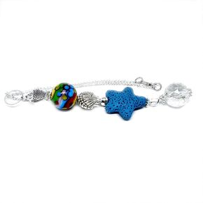 Starfish Rear View Car Charm and Sun Catcher, Starfish Lava Bead Diffuser, Silver Chain Car Accessory, Ideal Gift for Women and Ocean Lovers