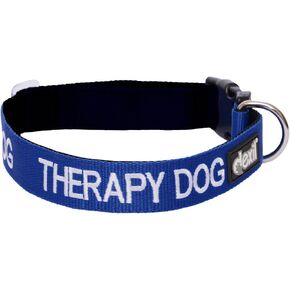 Limited Therapy Dog Blue Color Coded S-M L-XL Neoprene Padded Dog Collar Prevents Accidents by Warning Others of Your Dog in Advance (L-XL)