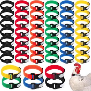 Shappy 48 Pieces Large Rooster Collar Crow Collar with Blank Label Anti Crow Noise Neck Belt Nylon Rooster Collar for Roosters Cockerel, Prevent Chicken from Screaming or Disturbing Neighbors