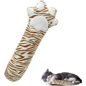 Andiker Cat Toys Cat paw, 10.5 Inches Catnip Toys with Crinkle Sound Soft and Durable, Interactive Cat Kicker Toys for Indoor Kitten with a Sisal Scratcher to scratch (Beige+Grey)