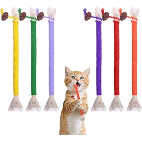 6Pcs Cat Catnip Toys for Indoor Kitten Cat, Scratch Interactive Cat Toy with Catnip, Cotton Rope Silvervine Chew Toys, Cleaning Teeth Stick Cat Dental Care, Cat Kicker Toys for All Age& Breeds