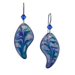 Angel Wing Earrings, Cobalt, Sky Blue, & White, 18th Anniversary Present