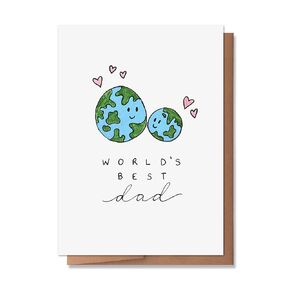 Wunderkid World's Best Dad Card, Cute Happy Father's Day Card for Dad (1 Single Card, Blank inside)