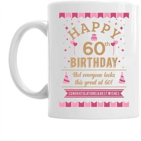 كوب هدية عيد الميلاد الستين للرجال والنساء عيد ميلاد سعيد 60 كوب قهوة 11 أونصة in Kuwait