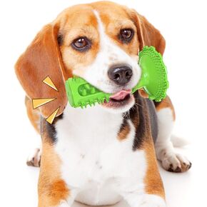 Dog Toy, Toothbrush Dogs Chew Squeaky Toys, Durable Bones for Aggressive Chewers, Dental Oral Care for Small, Medium and Large Dogs - Green