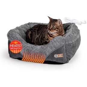 سرير كلب K&H Pet Products Thermo-Pet Lounge Sleeper داخلي مُدفأ للكلاب والقطط الصغيرة - وسادة تدفئة أوتوماتيكية للكلاب في الداخل، سرير وسادة مهدئ دافئ، يمكن غسله في الغسالة - صغير 20.5 بوصة × 19.5 بوصة × 6.5 بوصة