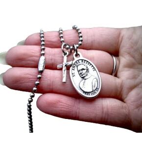 Saint Andre Bessette Necklace, Brother André, Patron Saint of the Rejected, St. Joseph Devotion, 30" Stainless Steel Ball Chain, Saint Andre of Montreal, Confirmation Gift