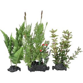 CNZ® 3 Pcs Assorted Lifelike Green Aquarium Plastic Plant Decoration