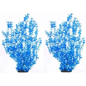 Artificial Vibrant Color Aquarium Plant Decoration 2pk Bundles. 11 Styles. Extra Large, 22.5in - 26in Tall. Safe for All Types of Fish. (Vibrant Color #9)