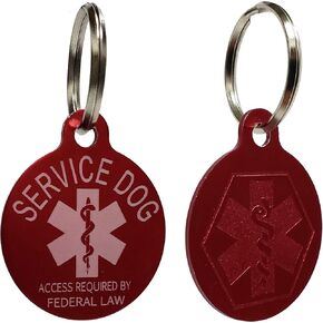 ActiveDogs Service Dog Tag Access Required by Federal Law - Medical Alert Service Dog ID Tag w/Medical Insignia, Durable Anodized Aluminum + Split Key Ring Size - 1.25" x 1.5" - Service Animal ID Tag